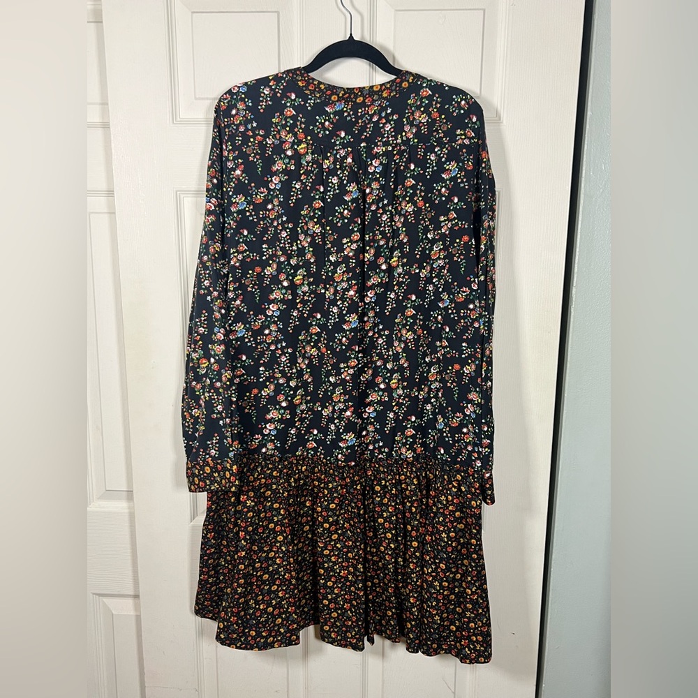 Anthropologie Maeve Marlie Ditsy Floral Tunic Dress Black Button Front NWT 12 - Picture 6 of 8